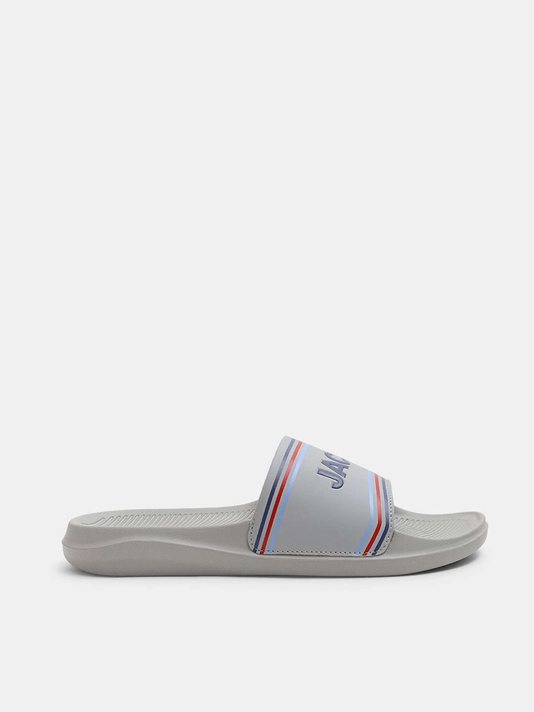 Grey Logo Print Pool Sliders