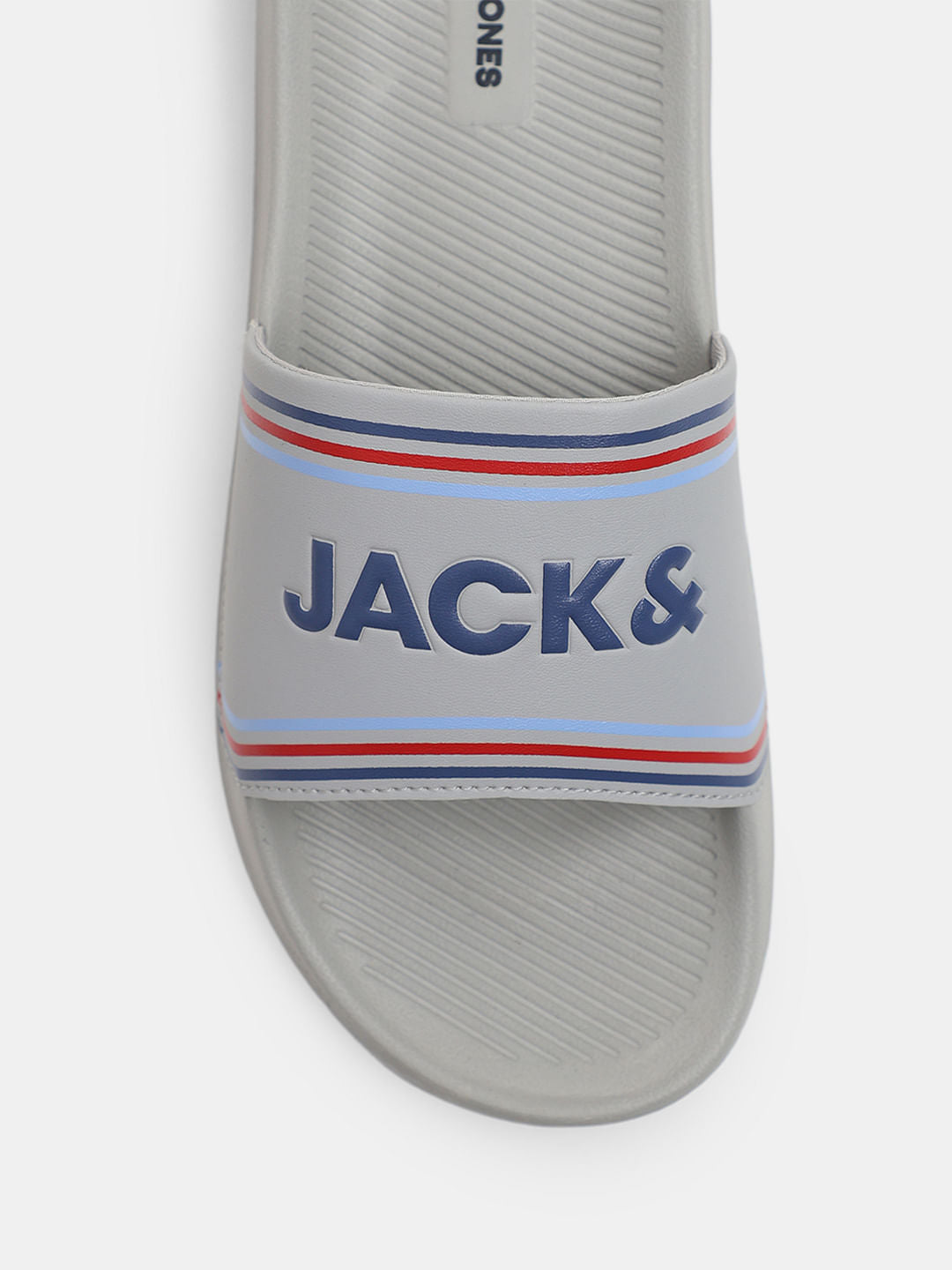 Grey Logo Print Pool Sliders