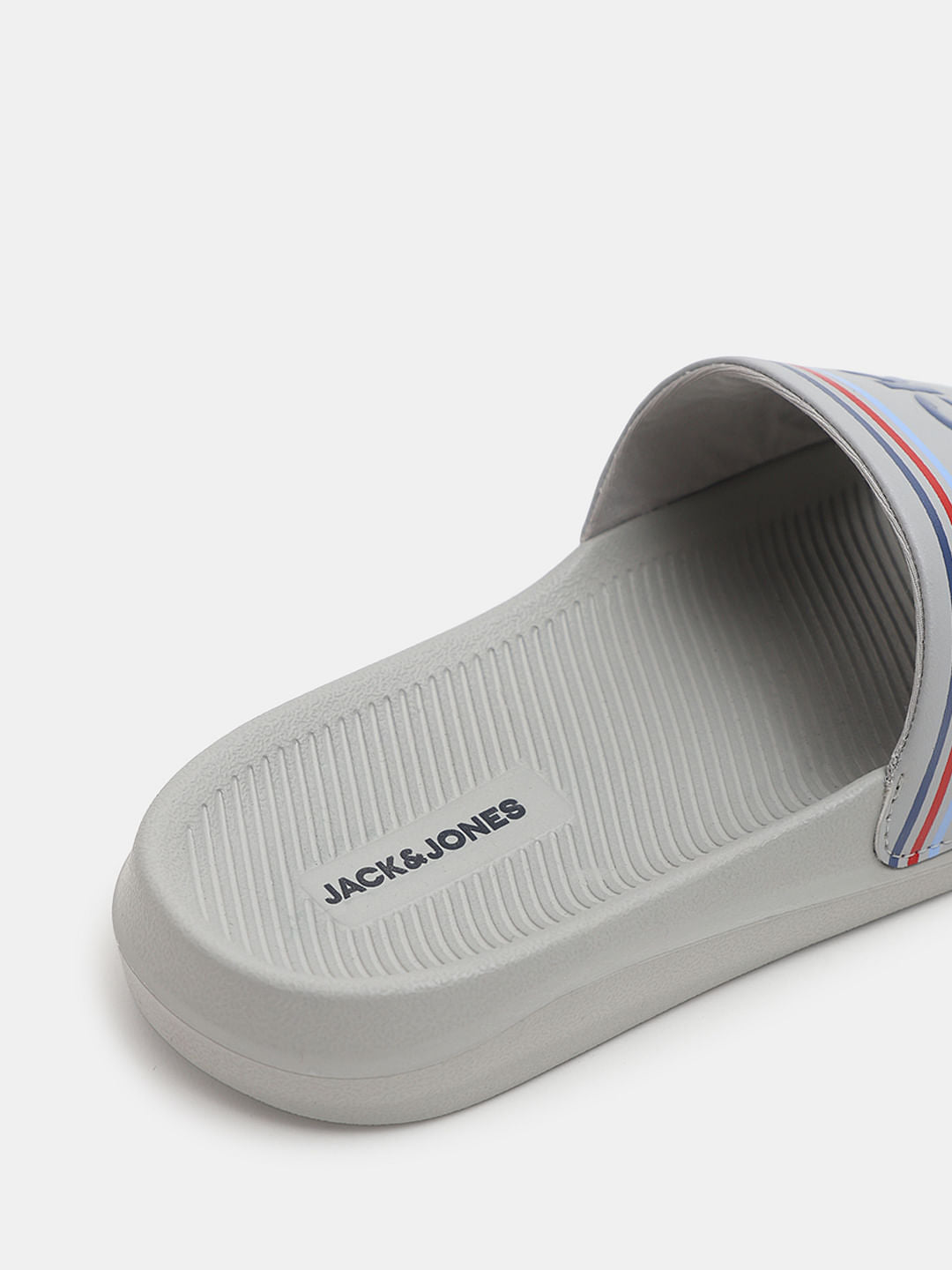 Grey Logo Print Pool Sliders