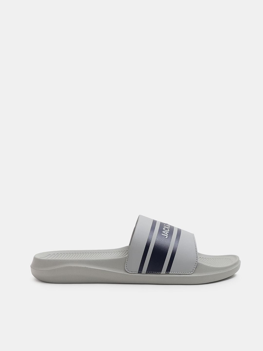 Light Grey Logo Print Pool Sliders