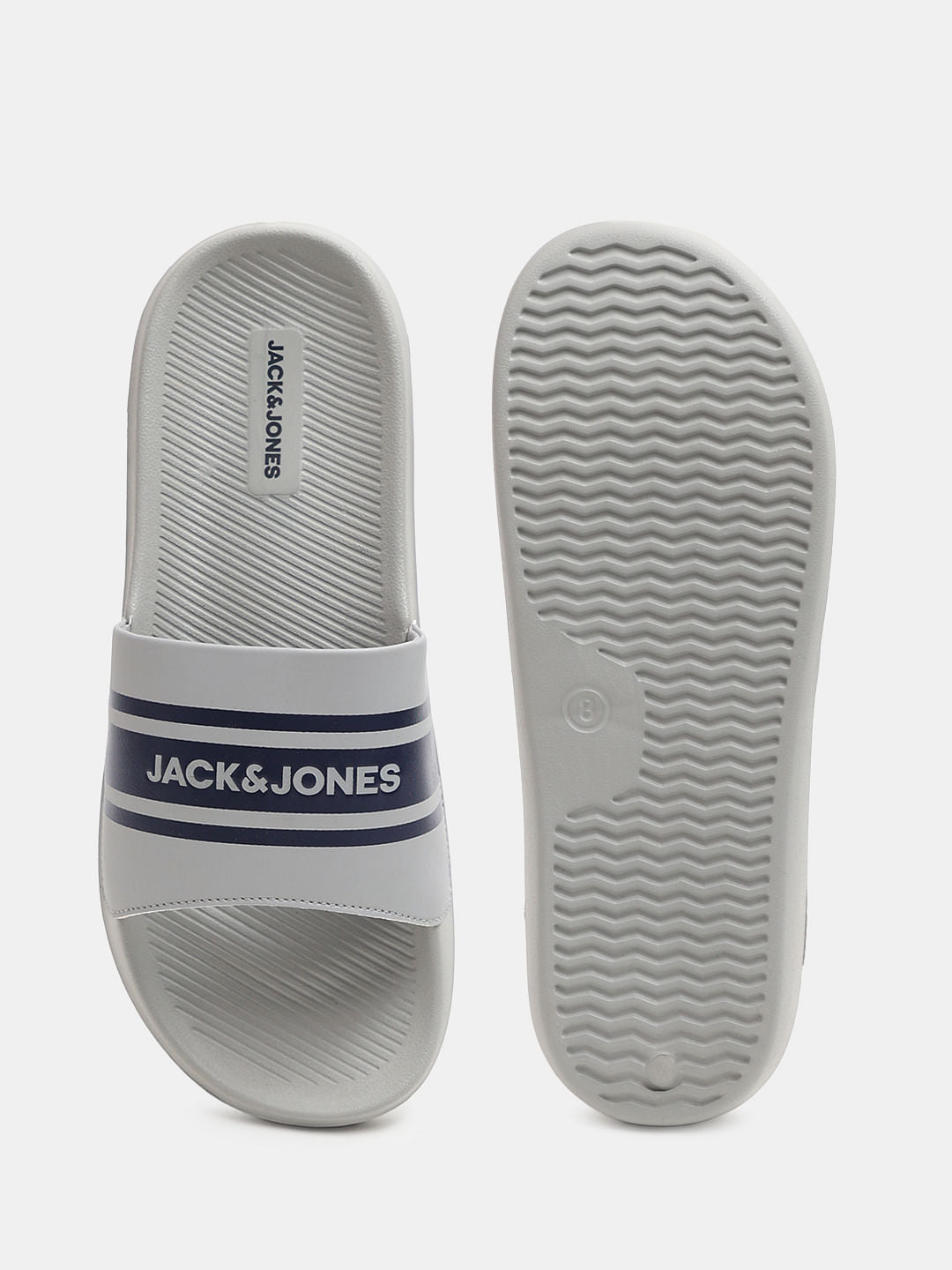 Light Grey Logo Print Pool Sliders