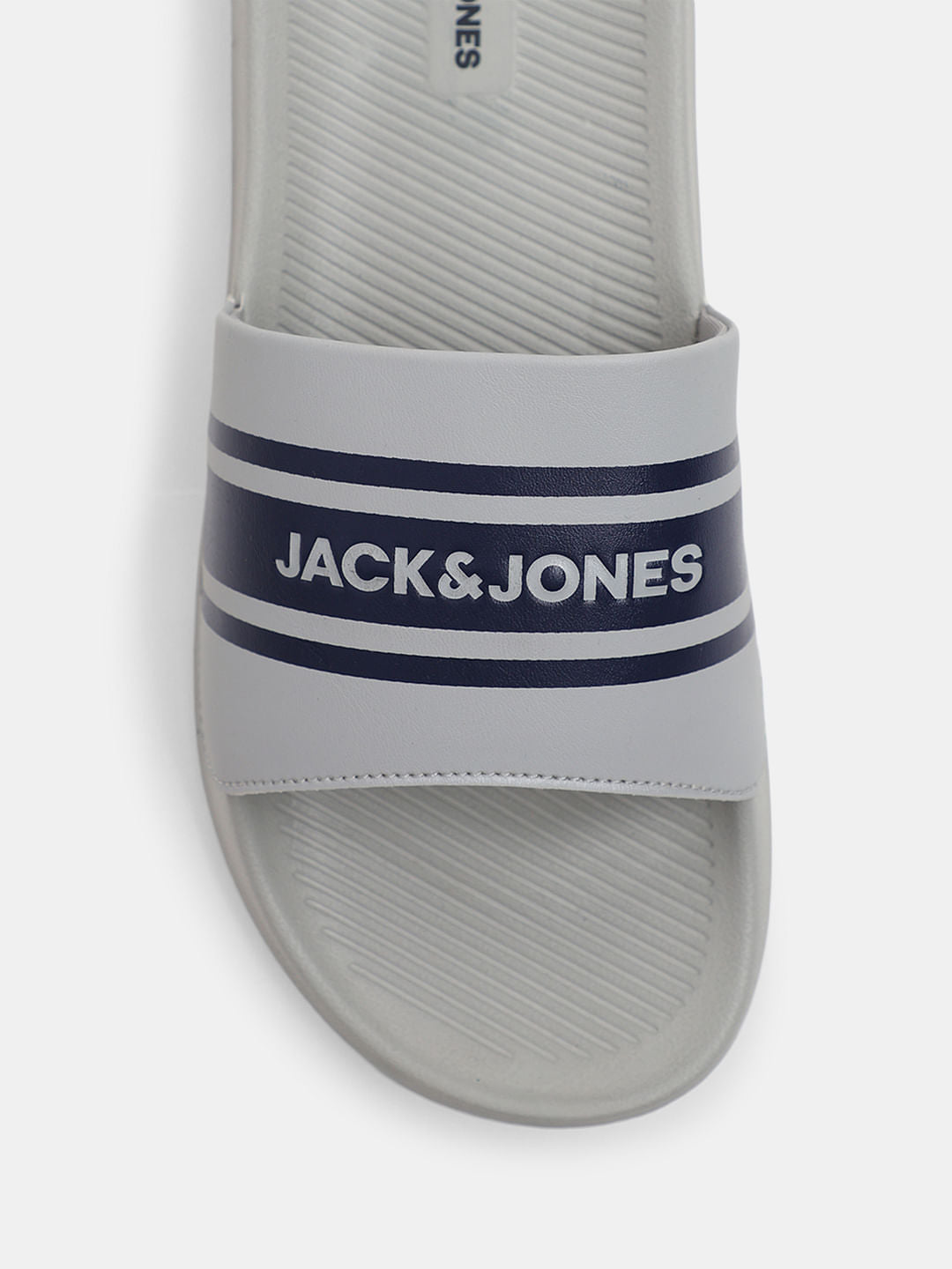 Light Grey Logo Print Pool Sliders