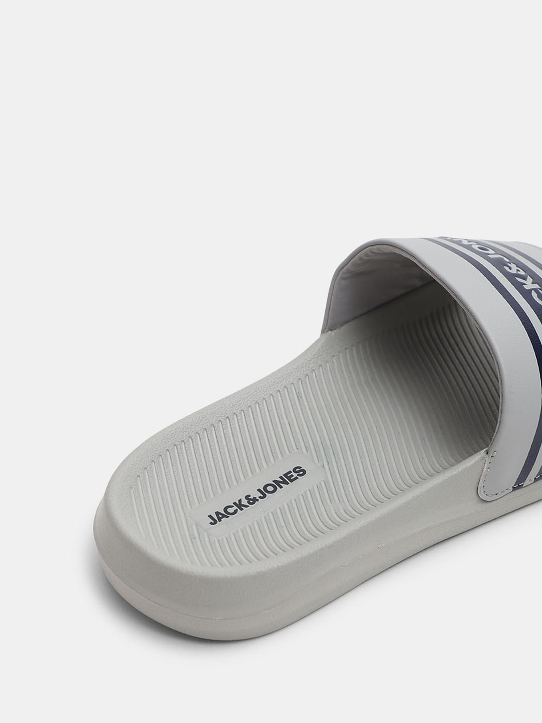 Light Grey Logo Print Pool Sliders
