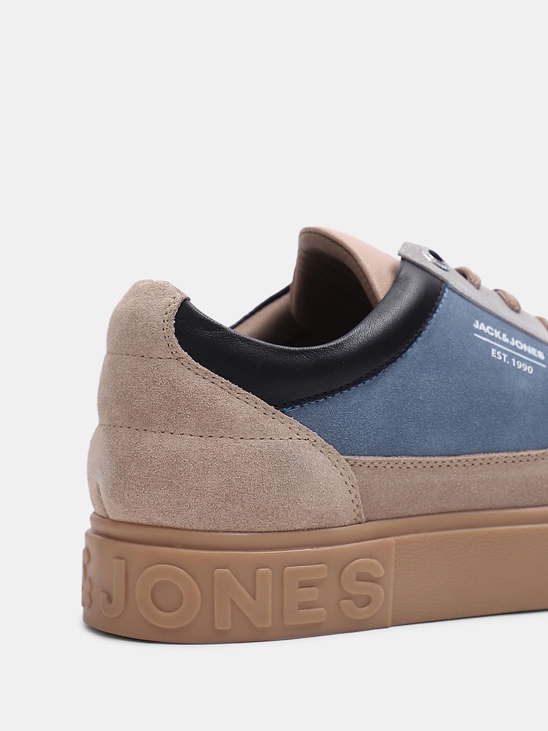 Beige Suede Colourblocked Sneakers