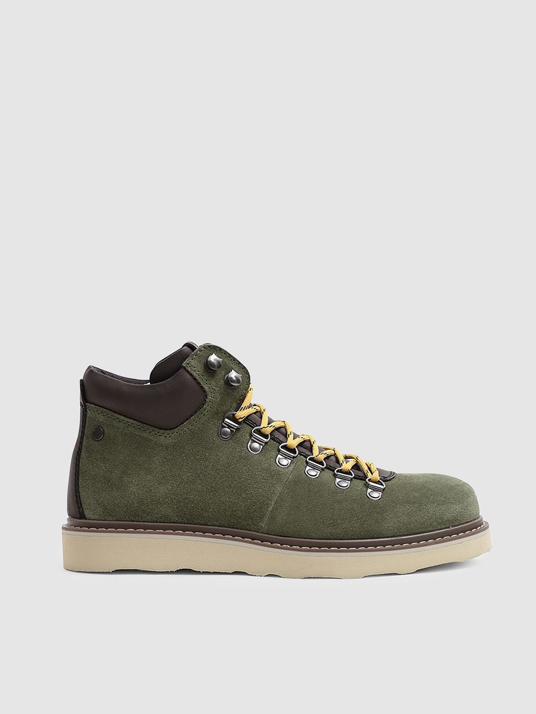 Green Hi-Top Suede Boots