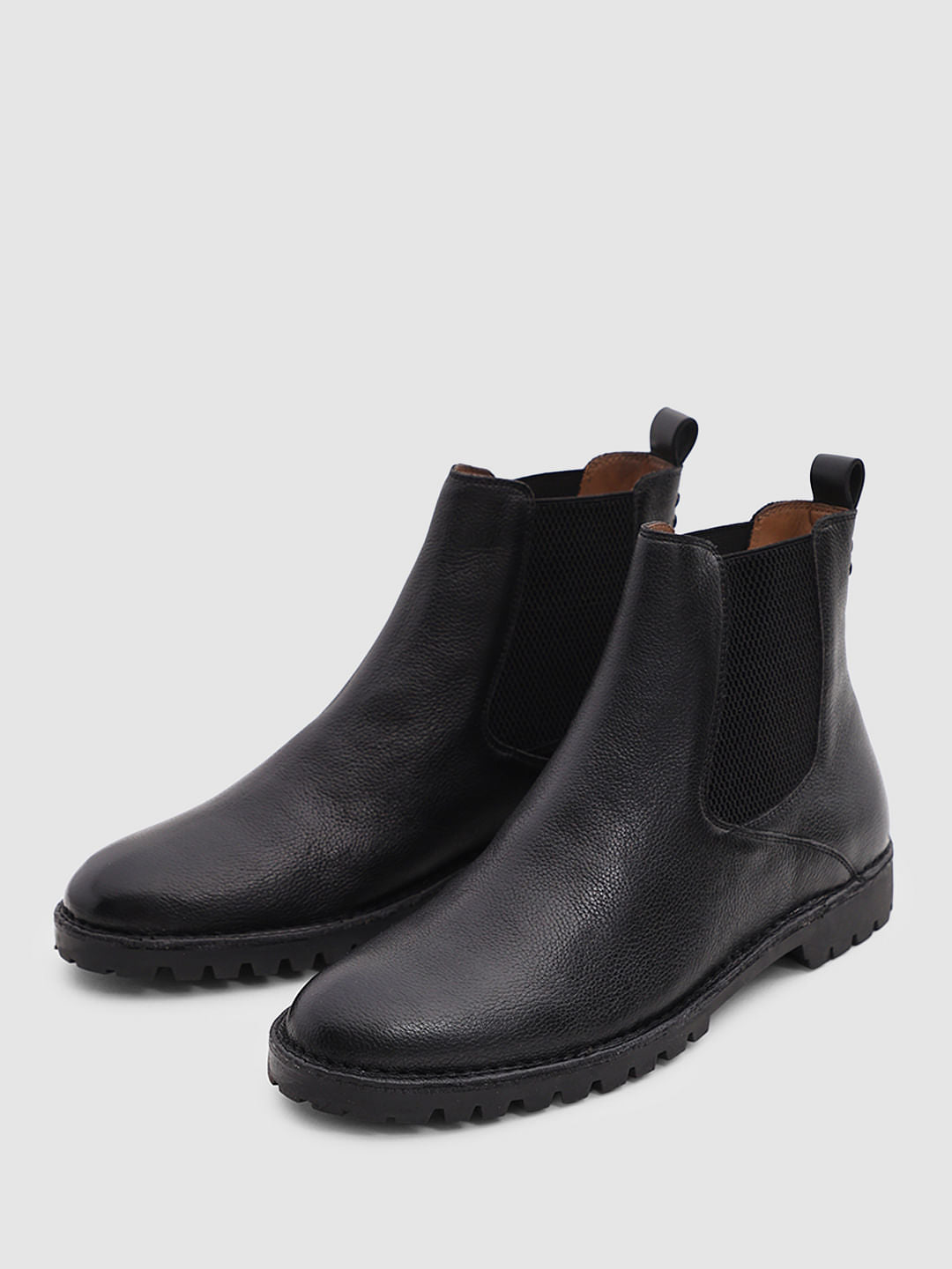 Black Premium Leather Chelsea Boots