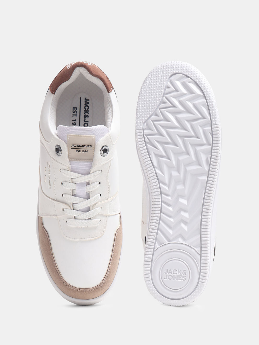 White Colourblocked Sneakers