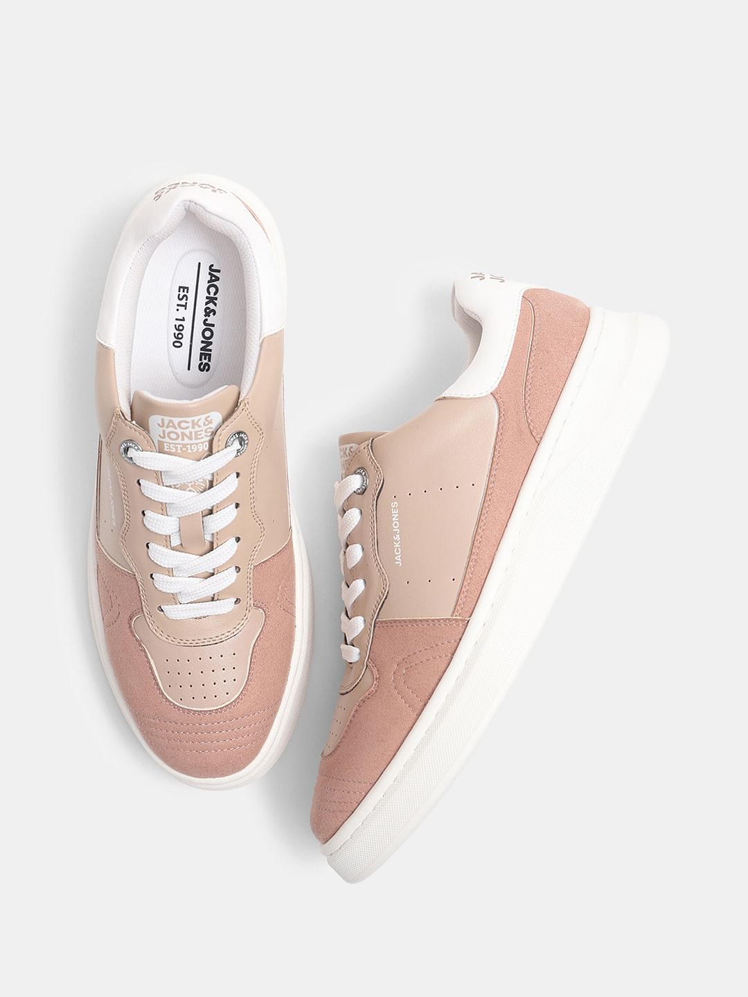 Pink Colourblocked Lace-Up Sneakers