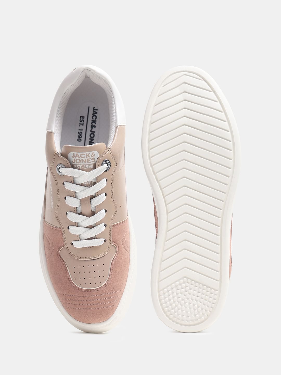Pink Colourblocked Lace-Up Sneakers