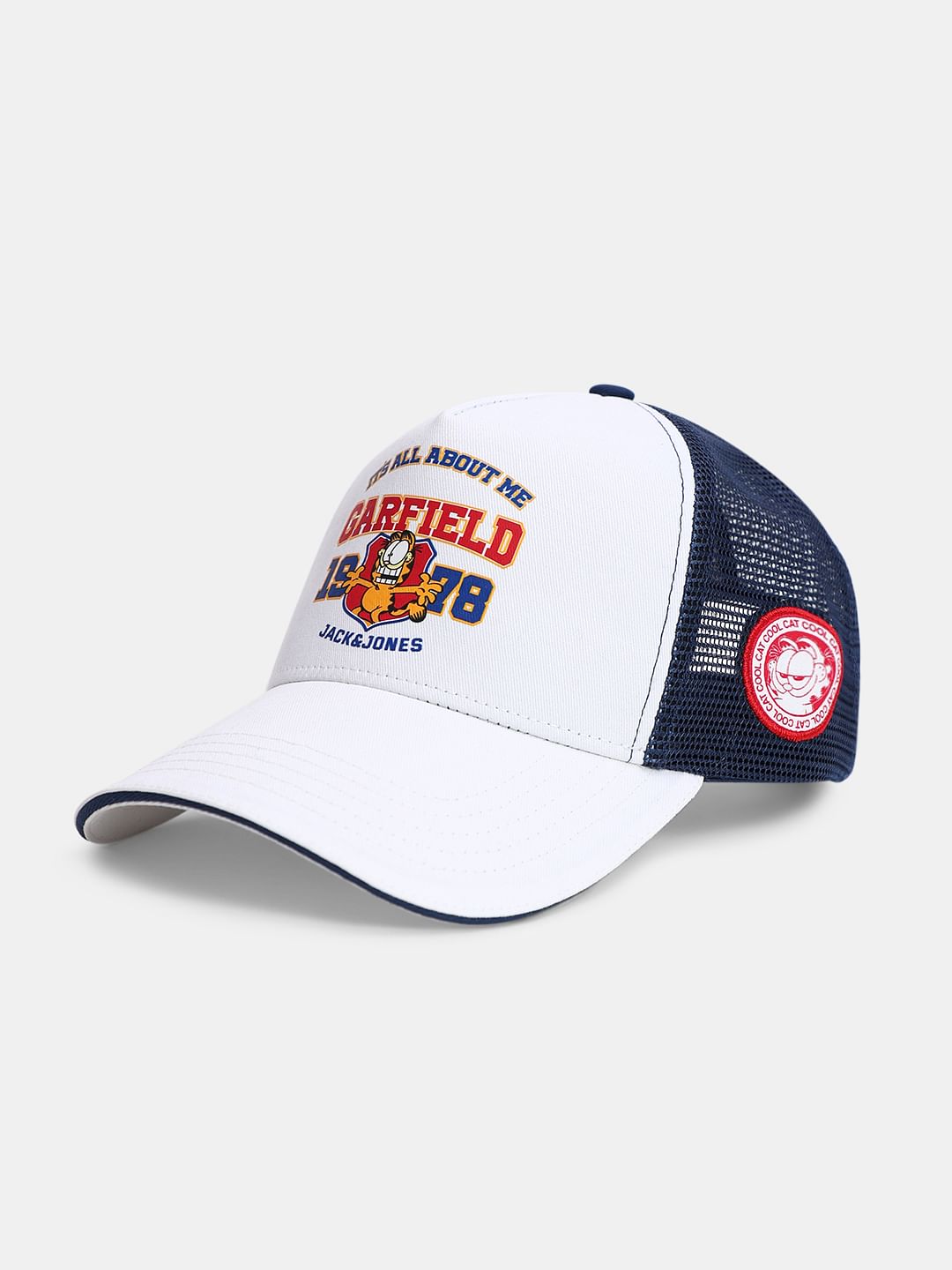 JACK&JONES X GARFIELD White Varsity Trucker Cap