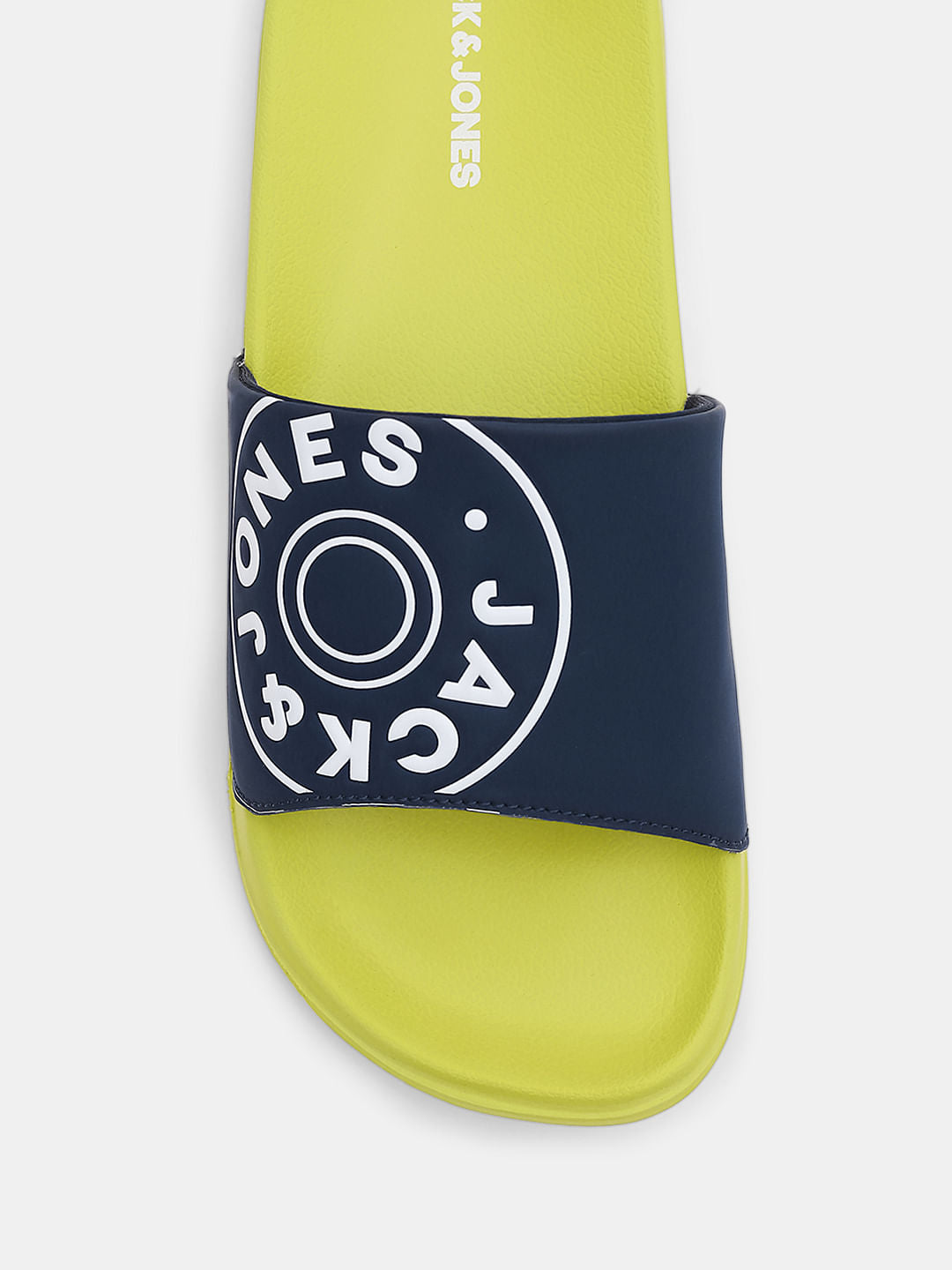 Lime Yellow Logo Print Pool Sliders
