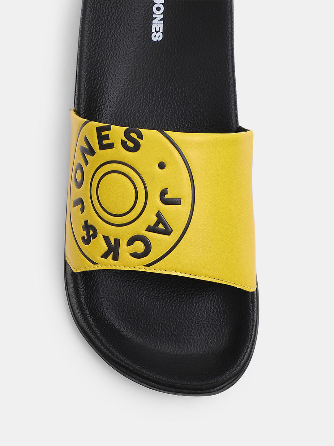 Yellow Logo Print Pool Sliders