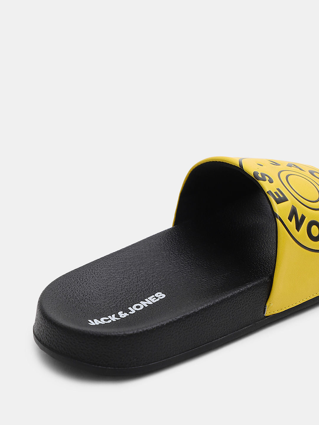 Yellow Logo Print Pool Sliders
