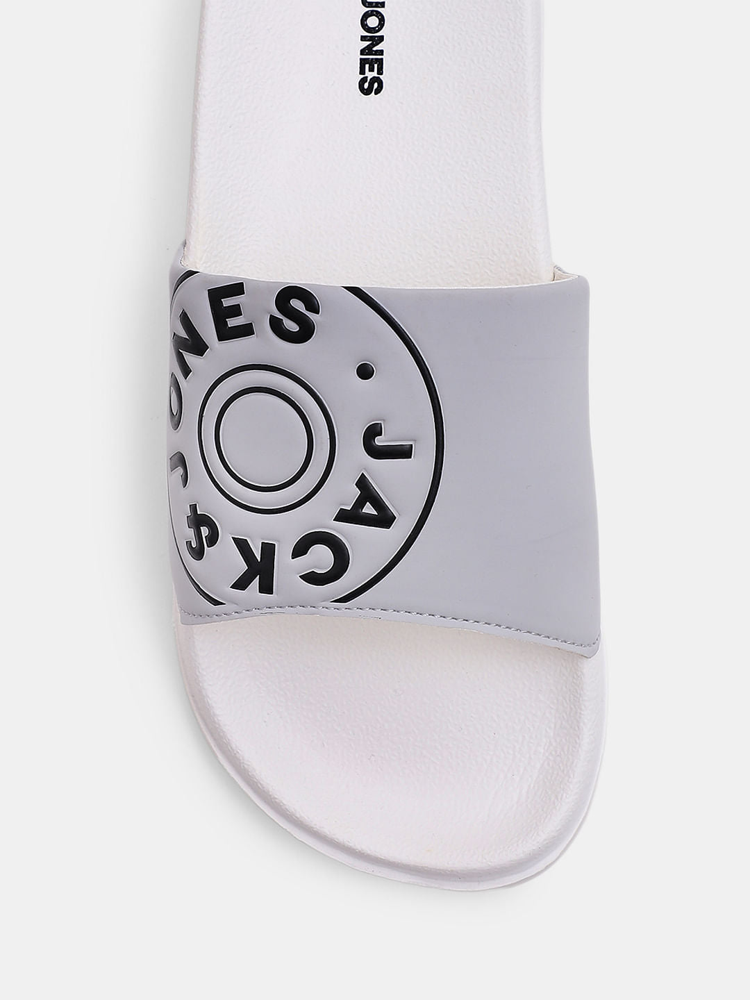 White Logo Print Pool Sliders