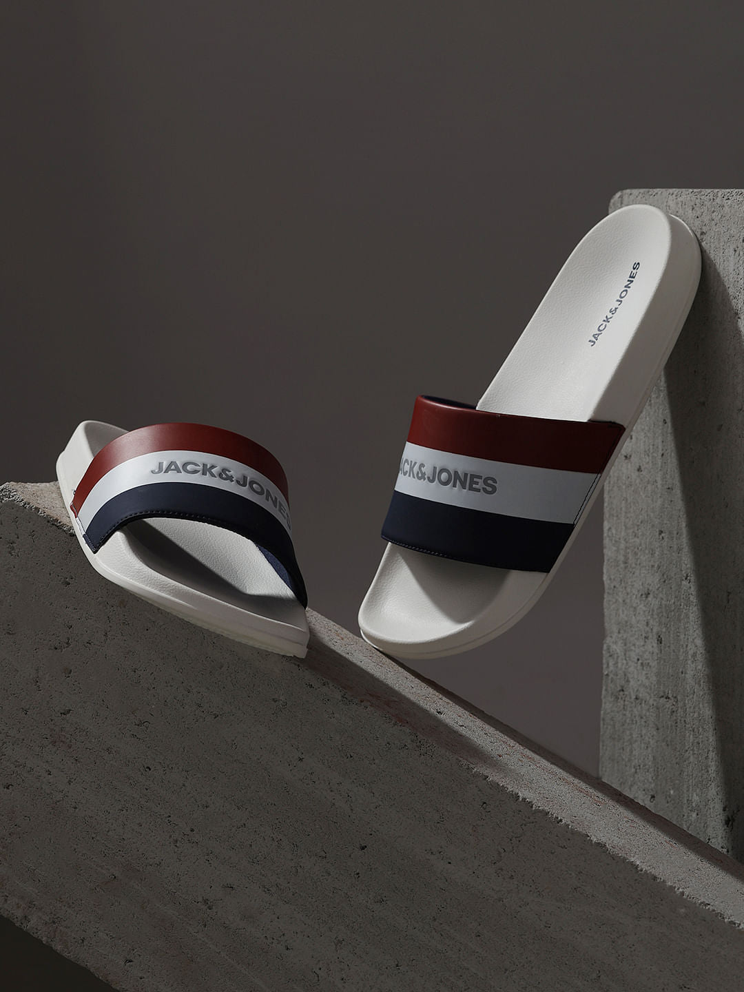 White Striped Pool Sliders