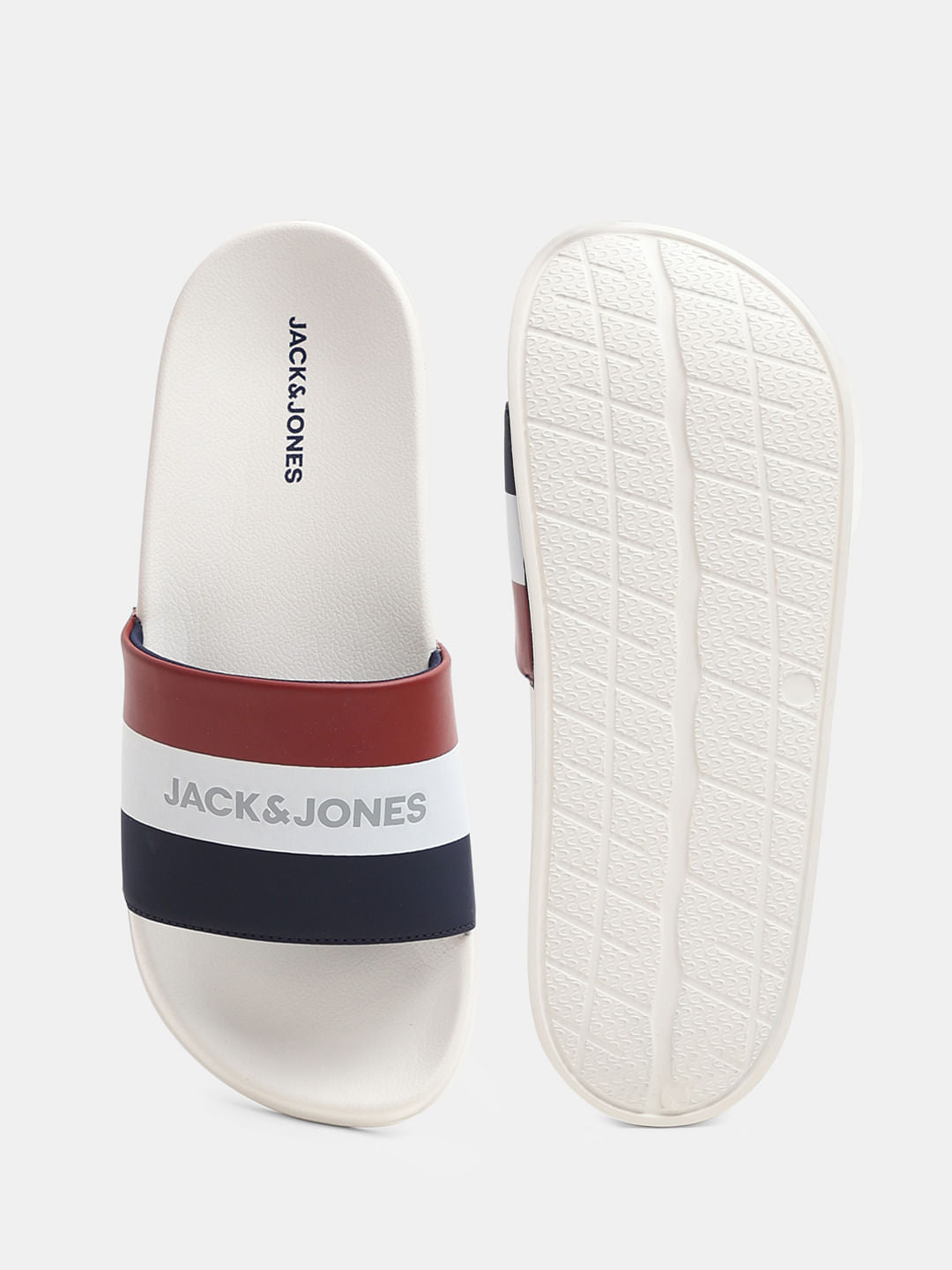 White Striped Pool Sliders