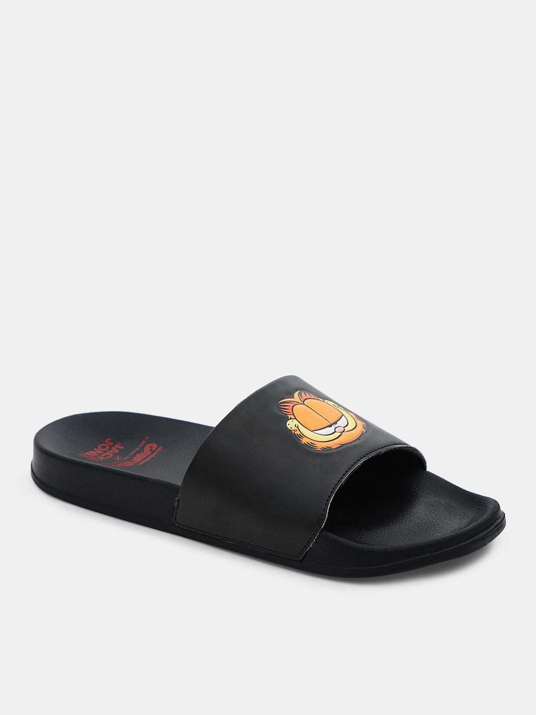JACK&JONES X GARFIELD Black Printed Pool Sliders