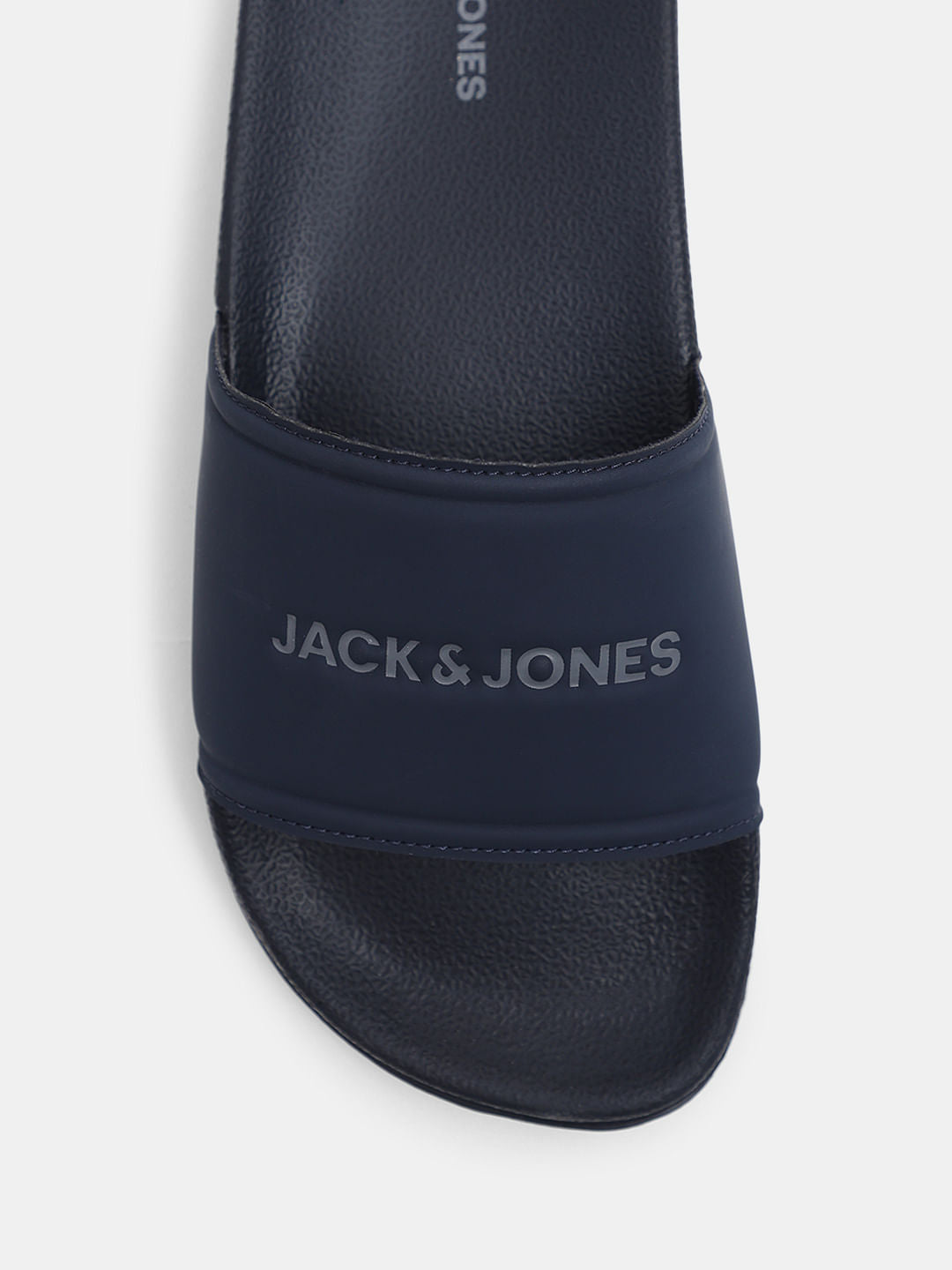 Navy Blue Logo Print Pool Sliders