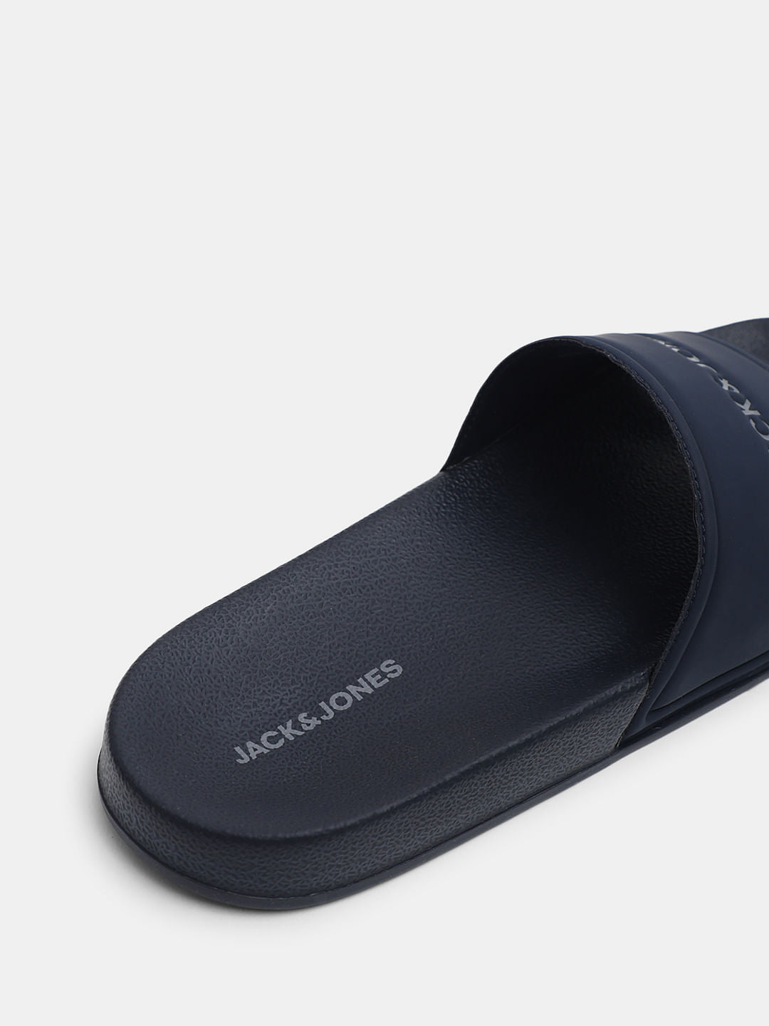 Navy Blue Logo Print Pool Sliders