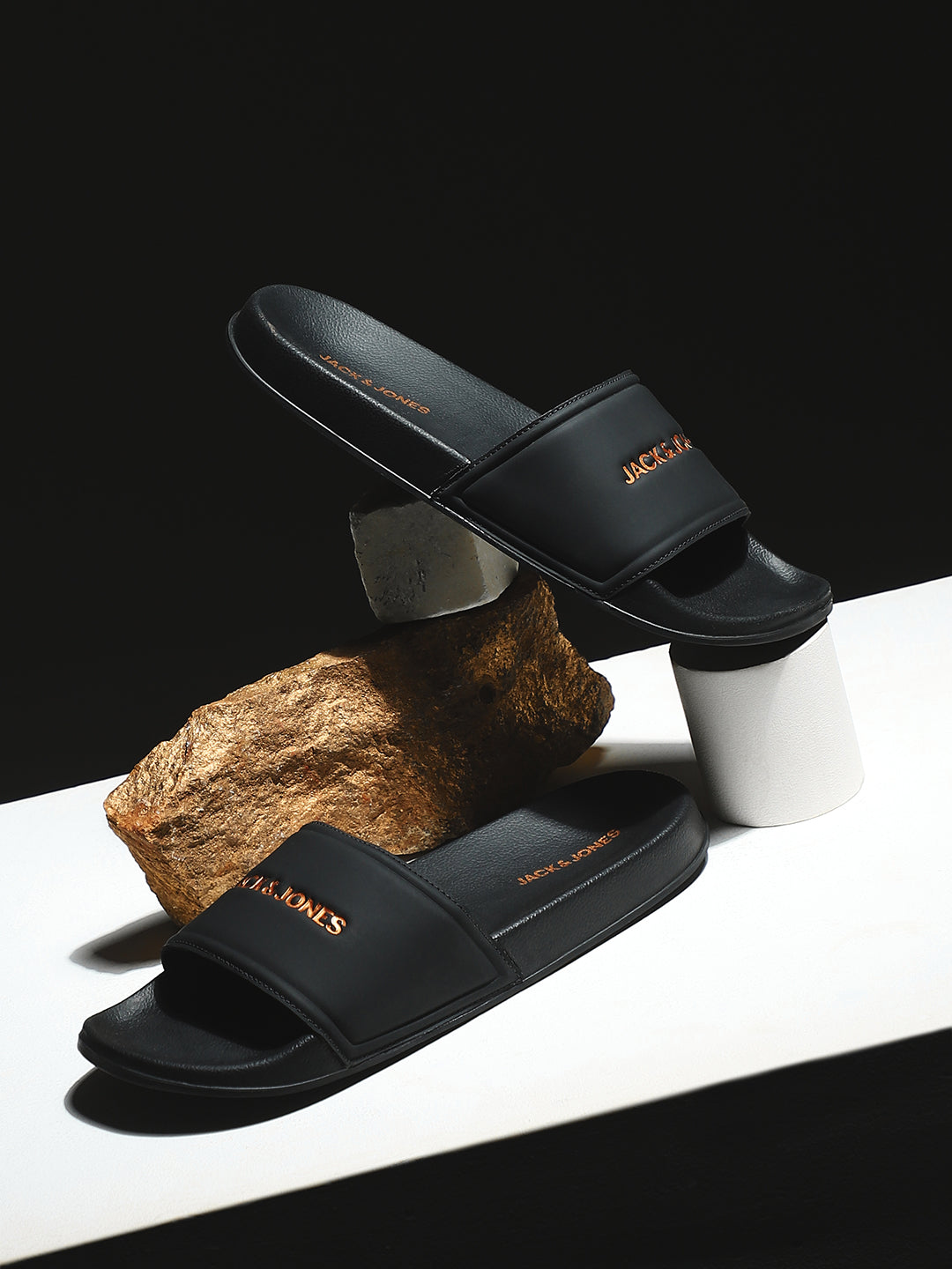 Black Small Logo Pool Sliders