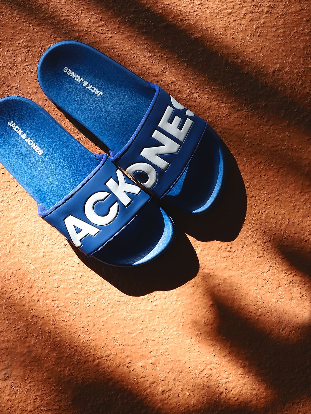 Blue Big Logo Print Pool Sliders