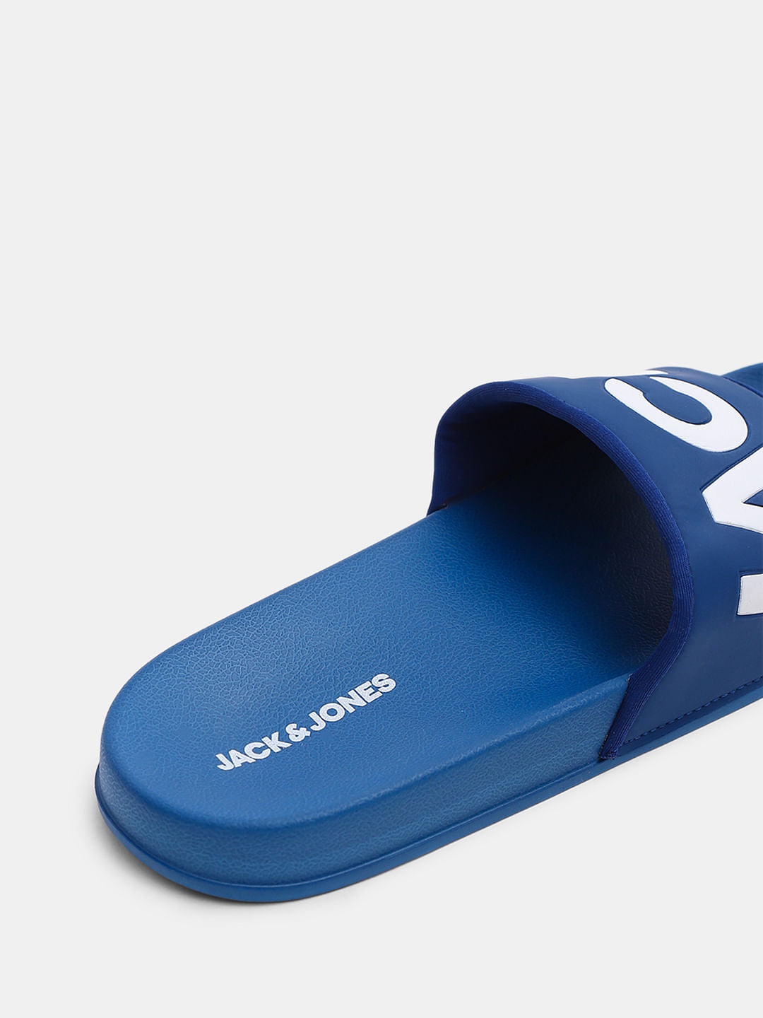 Blue Big Logo Print Pool Sliders