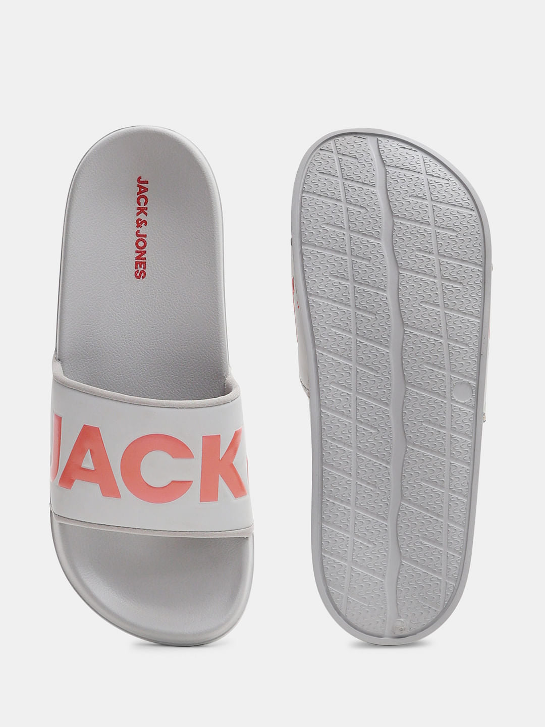 Grey Logo Print Pool Sliders