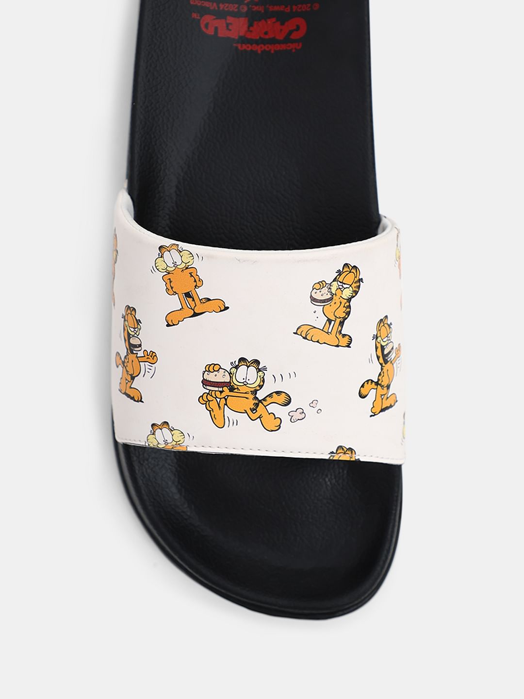 JACK&JONES X GARFIELD Black Printed Pool Sliders