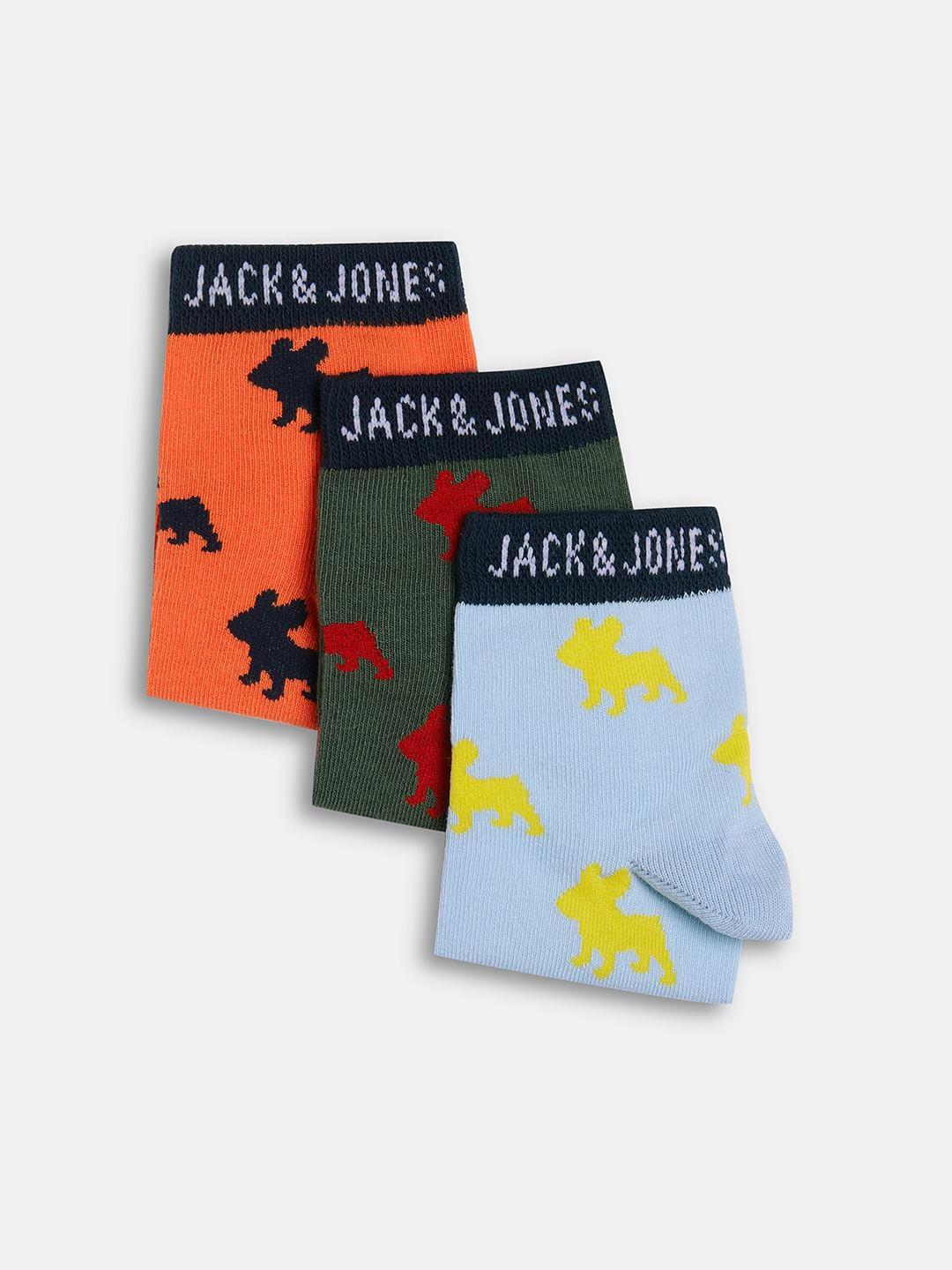 Boys Pack Of 3 Jacquard Printed Socks