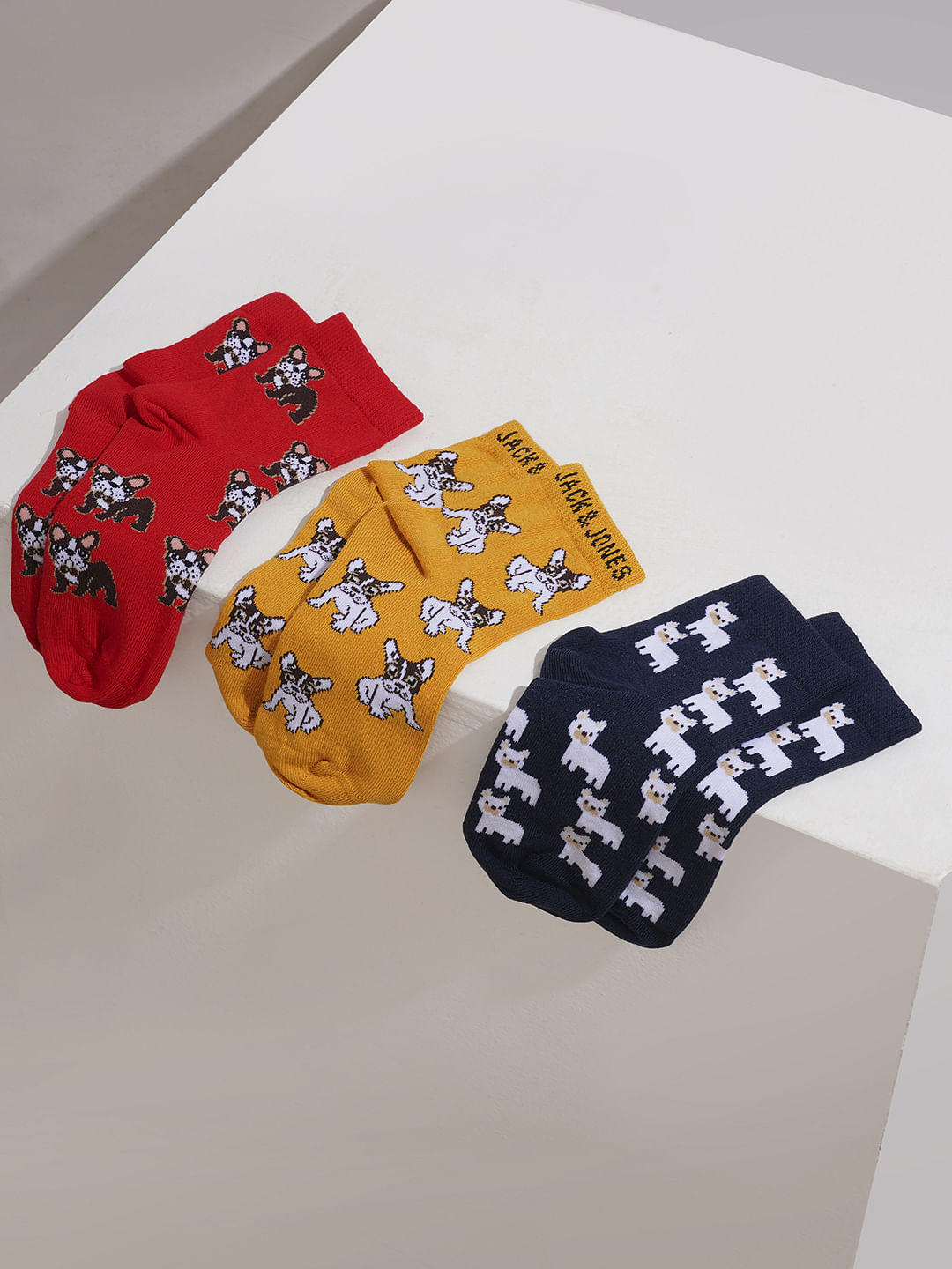 Boys Pack Of 3 Jacquard Printed Socks
