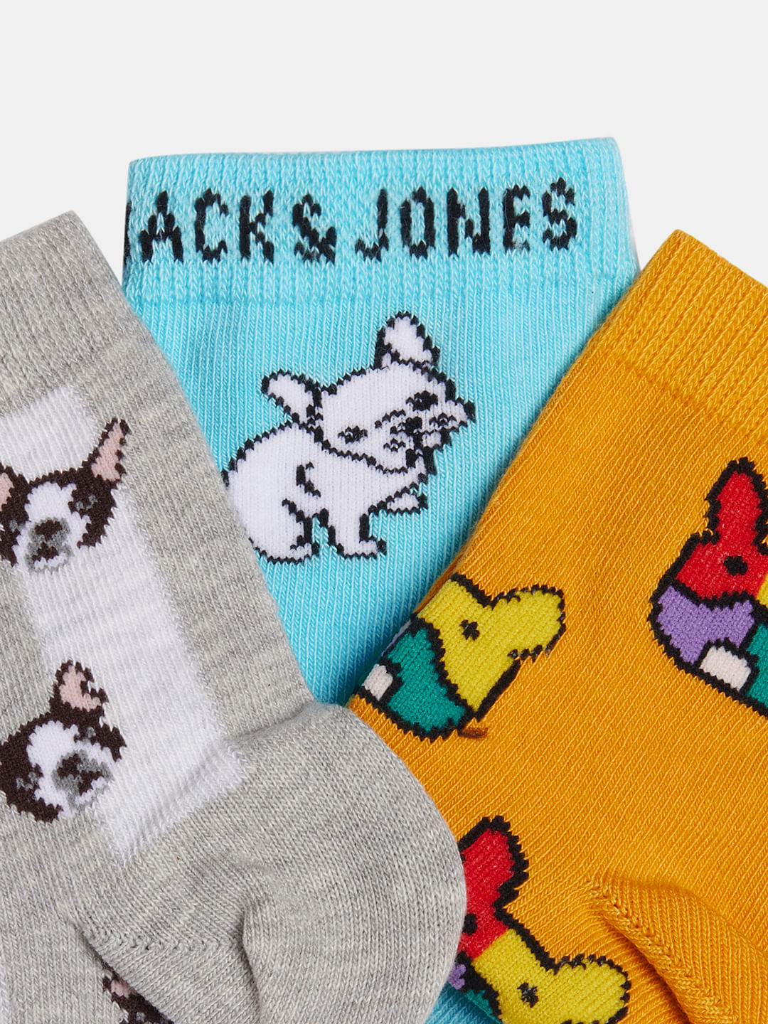 Boys Pack Of 3 Jacquard Printed Socks