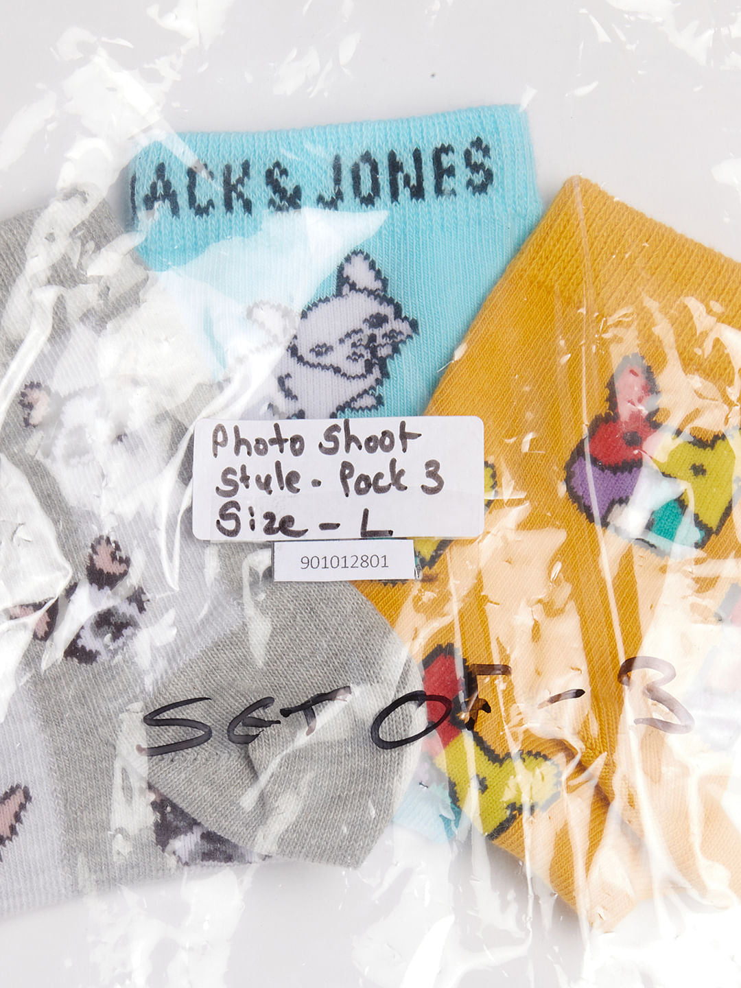 Boys Pack Of 3 Jacquard Printed Socks