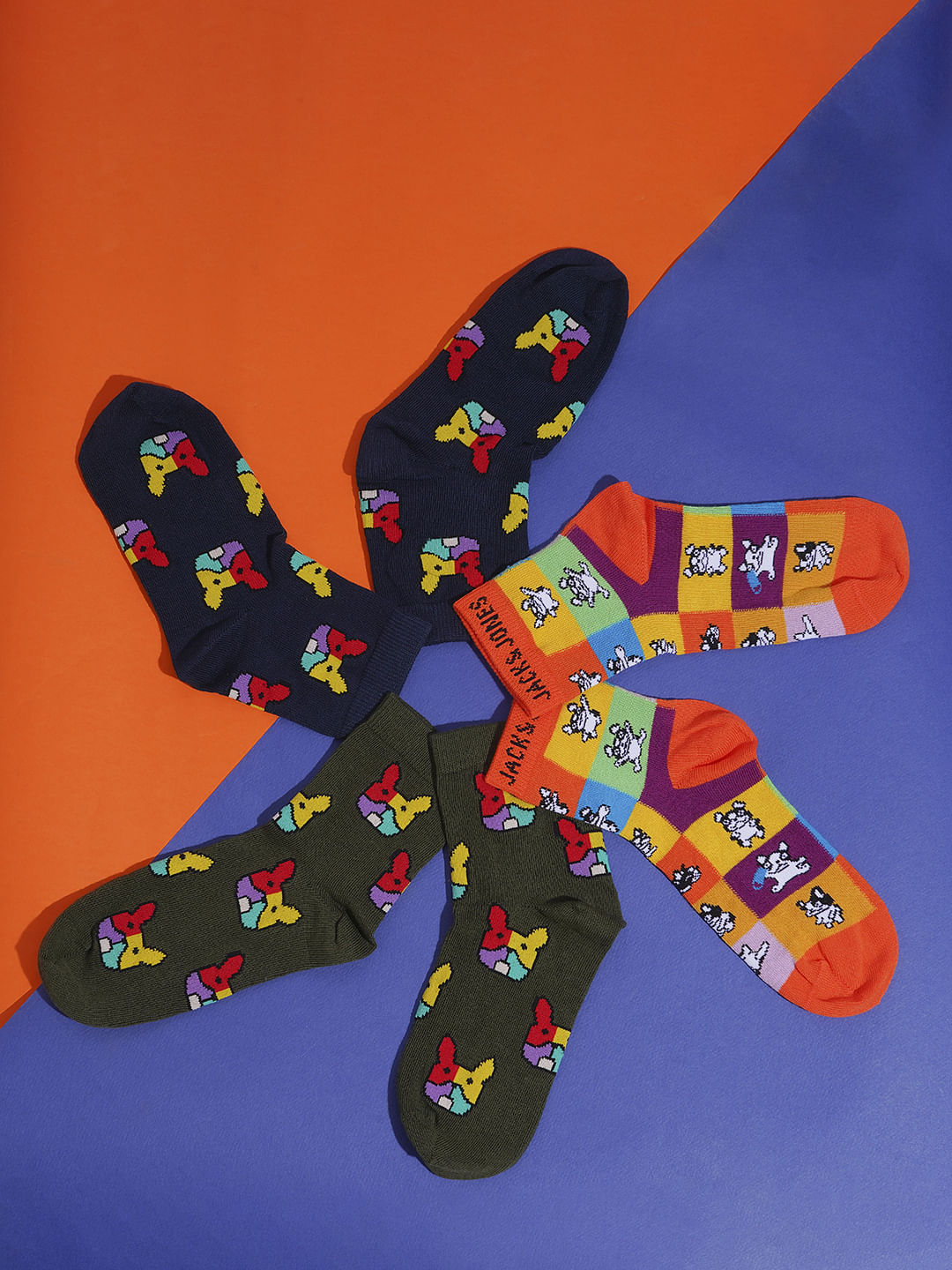 Boys Pack Of 3 Jacquard Printed Socks