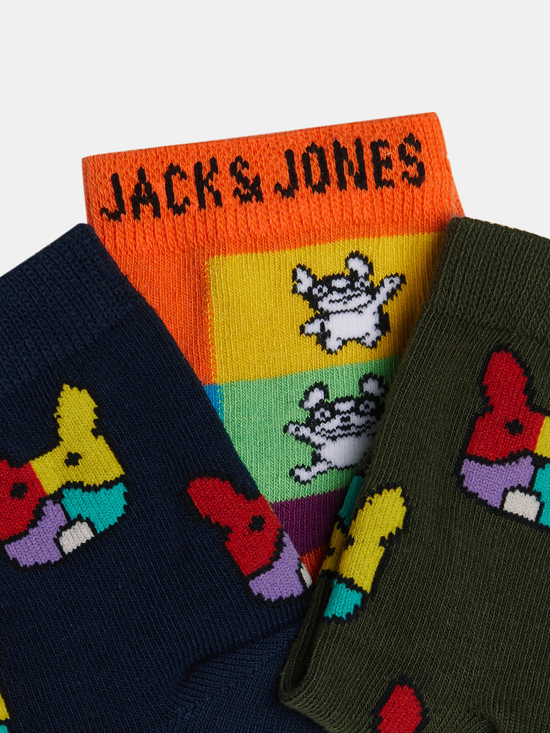 Boys Pack Of 3 Jacquard Printed Socks