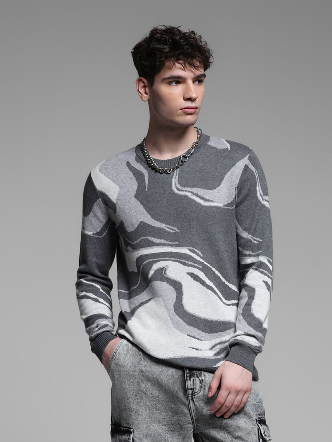 GREY JACQAURD PULLOVER