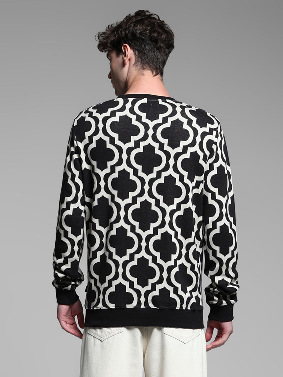 Black Jacquard Printed Pullover