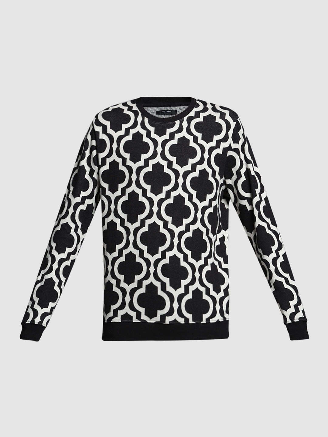 Black Jacquard Printed Pullover