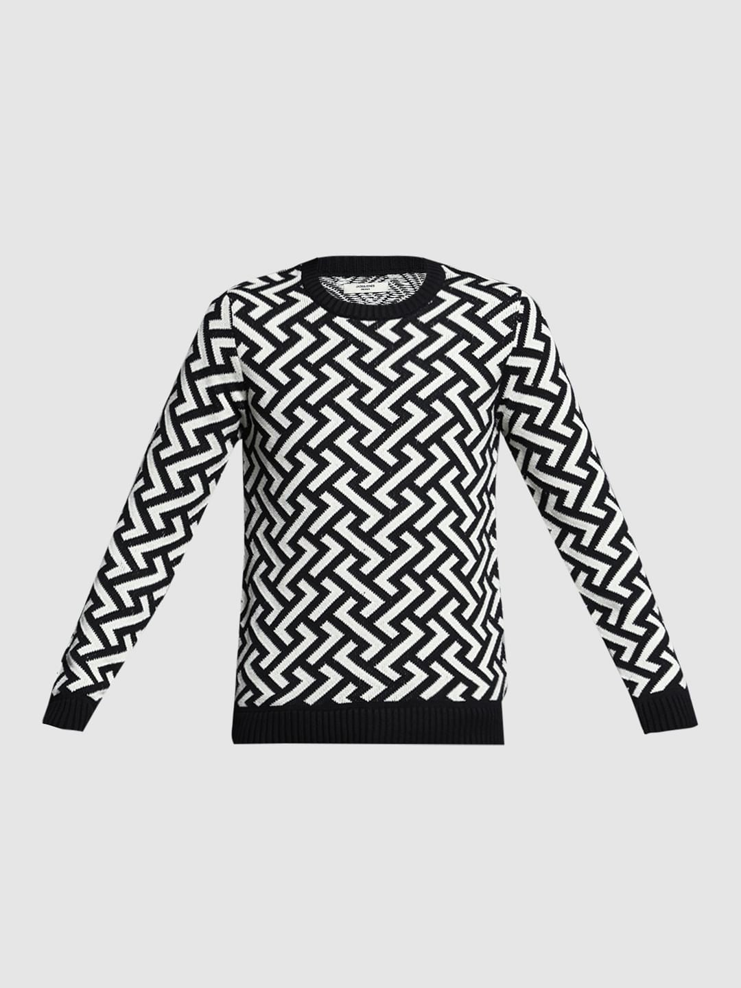 Black Jacquard Printed Pullover