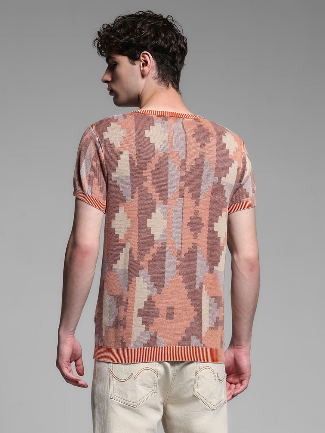 BROWN PRINTED T-SHIRT