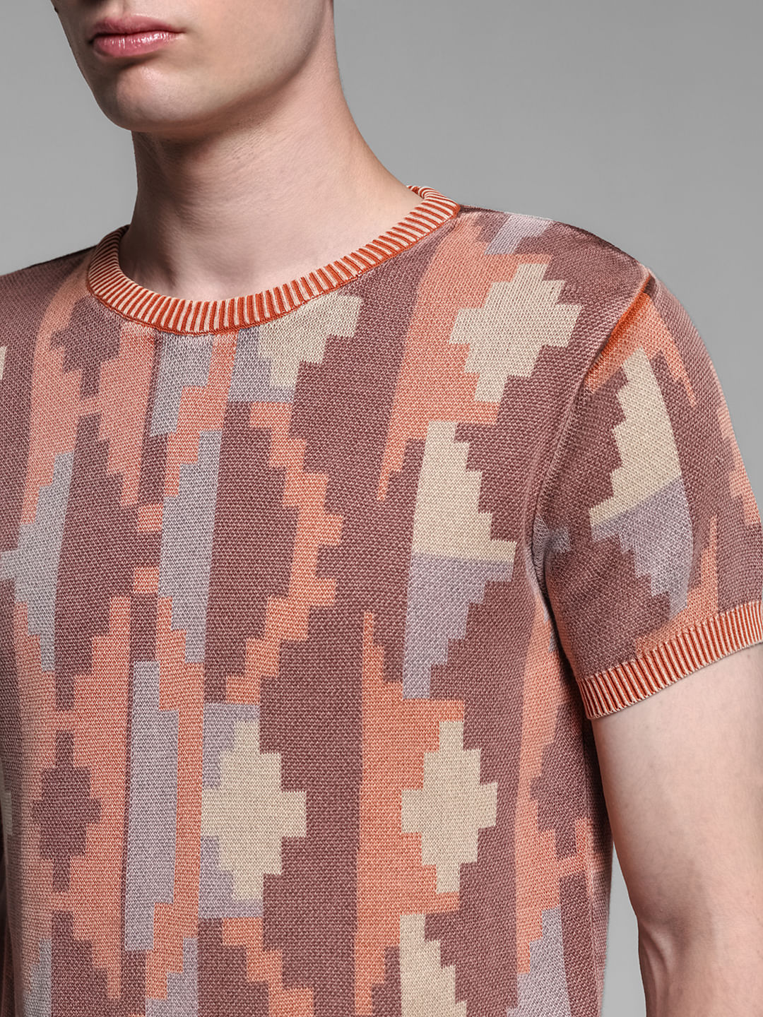 BROWN PRINTED T-SHIRT