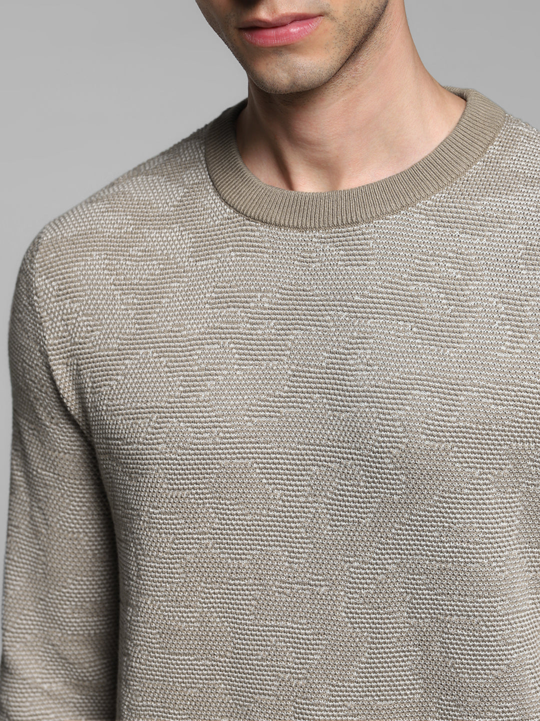 Beige Jacquard Pullover