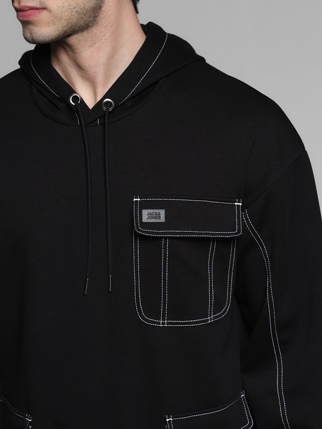 Black Contrast Stitch Co-ord Set Sweatshirt