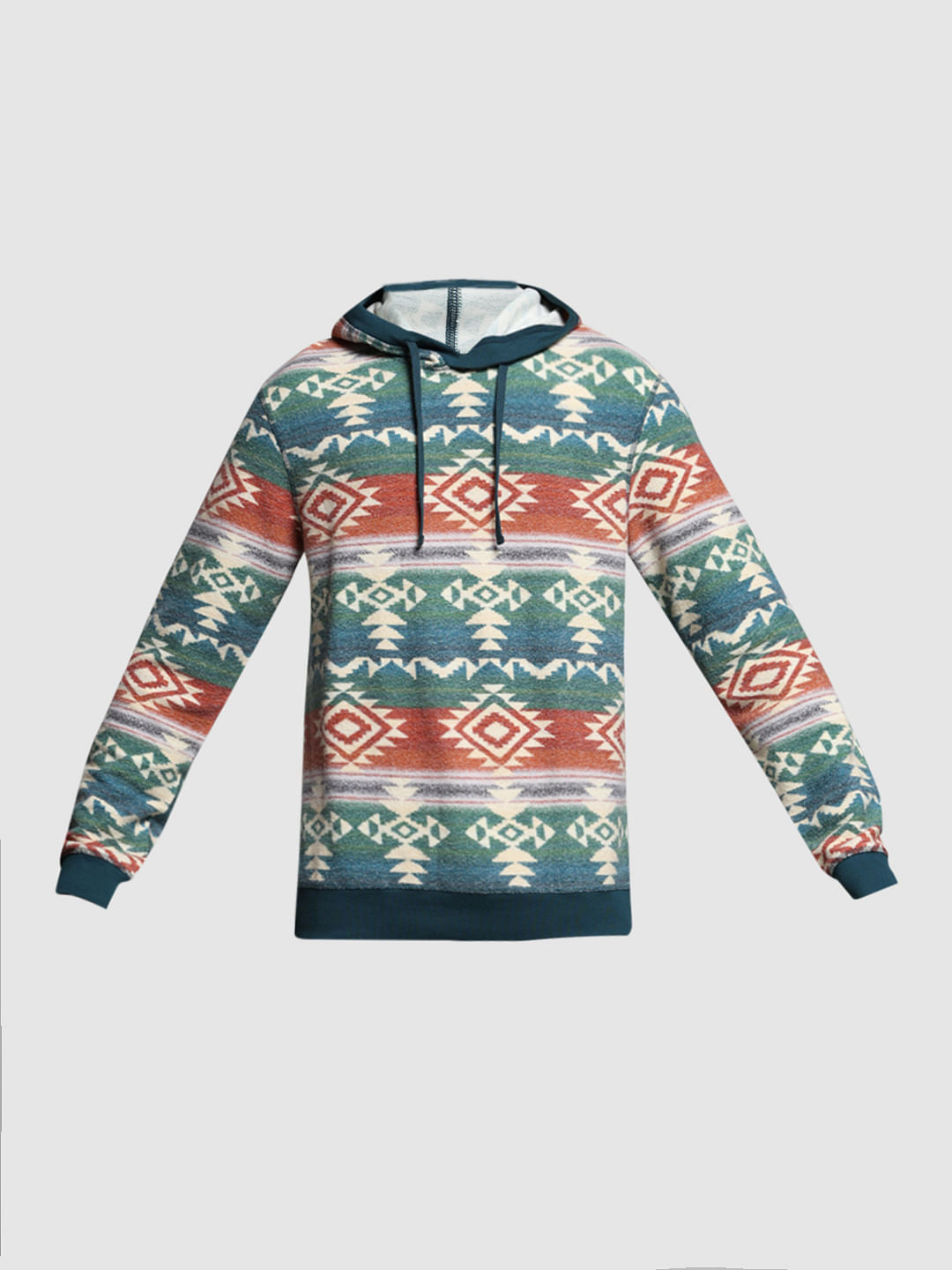 Green Printed Hooded Sweatshirt