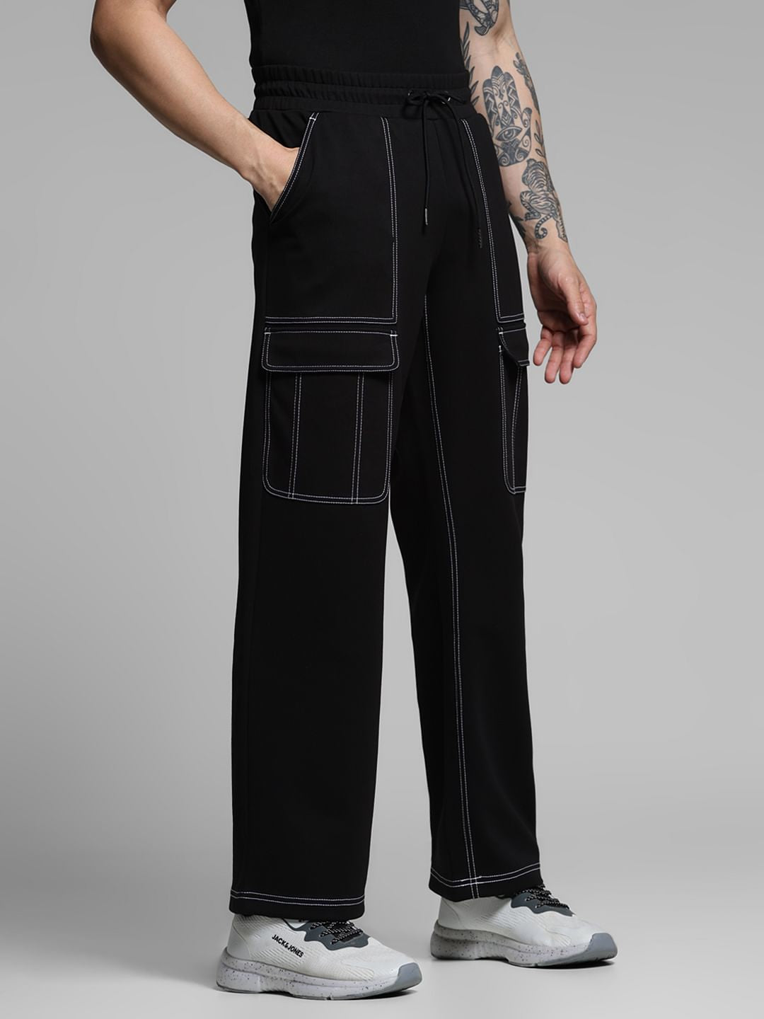 Black Contrast Stitch Co-ord Set Sweatpants