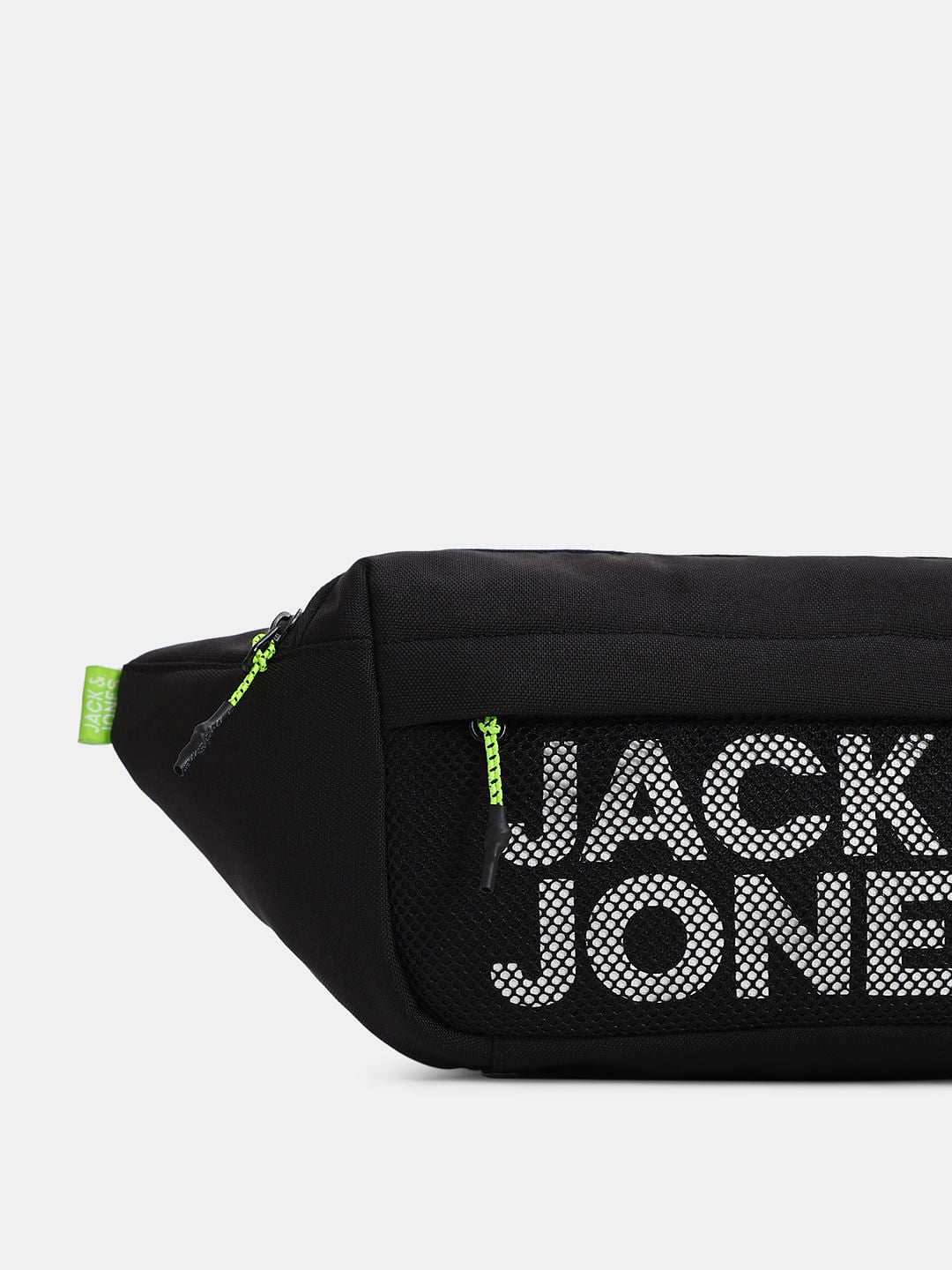 Black Mesh Logo Print Bumbag