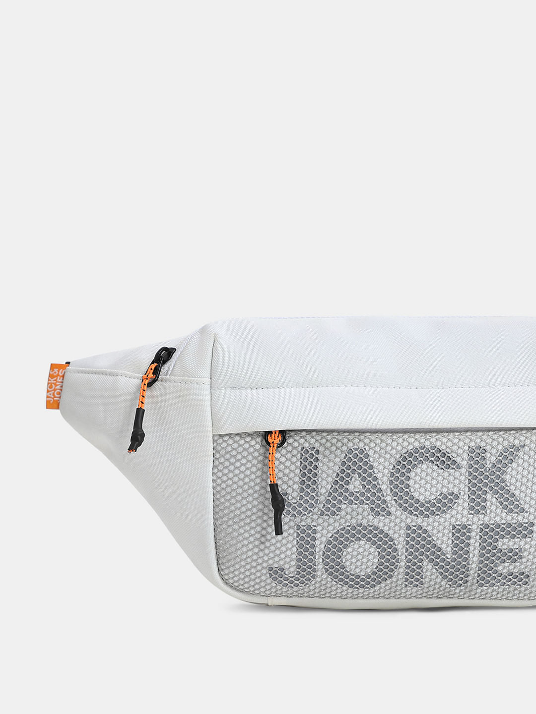 White Mesh Logo Print Bumbag