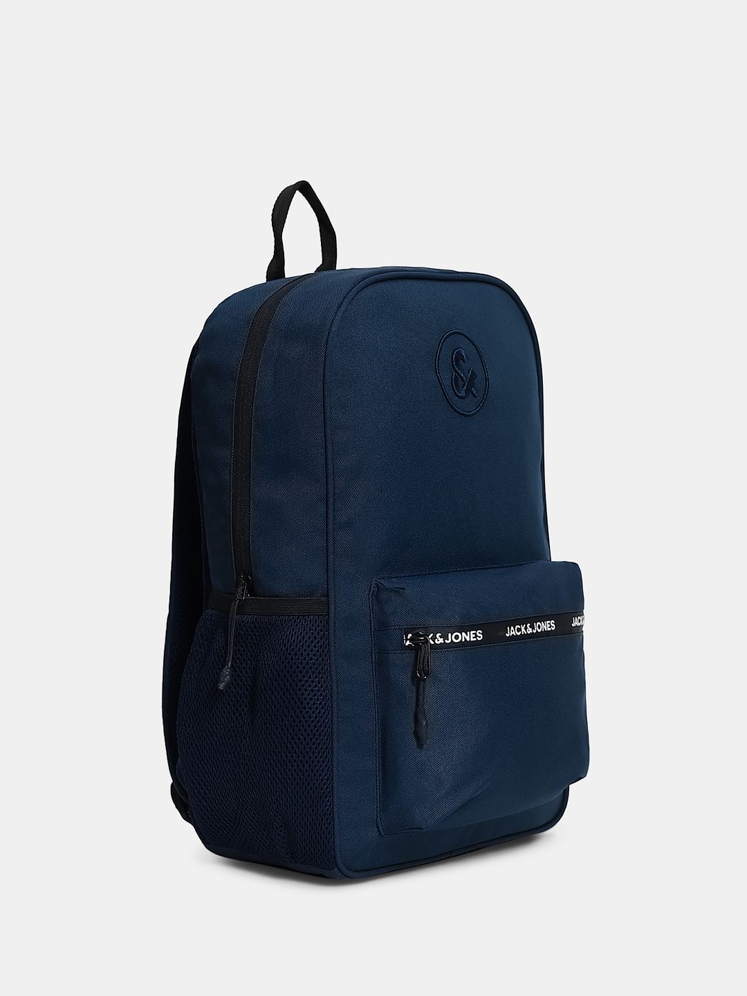 Navy Blue Logo Print Backpack