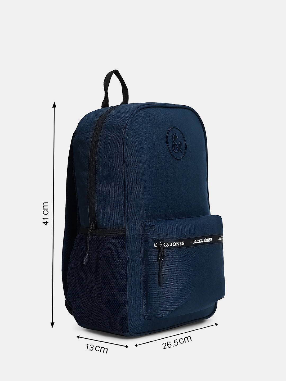 Navy Blue Logo Print Backpack