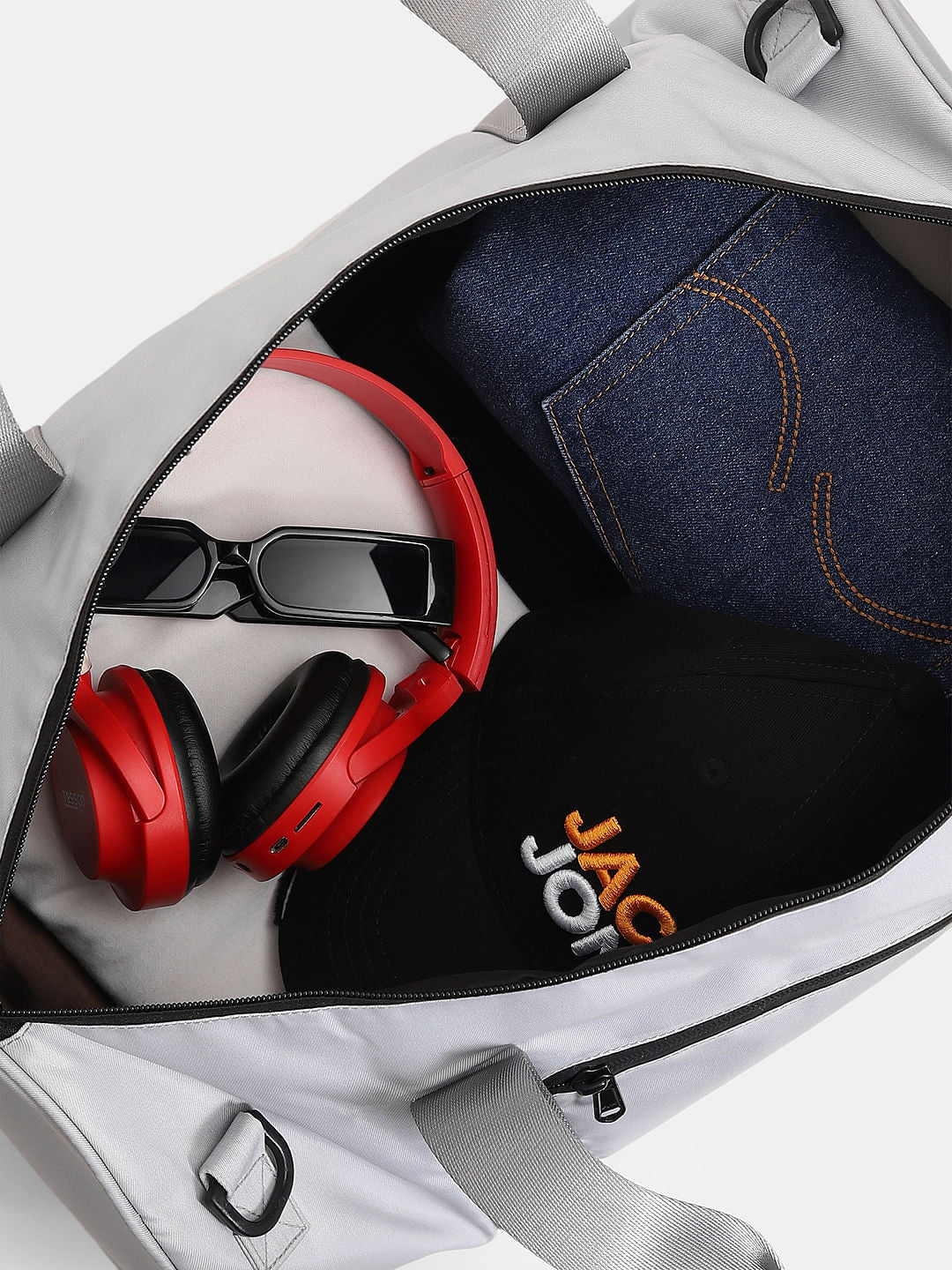 Light Grey Polyester Duffle Bag