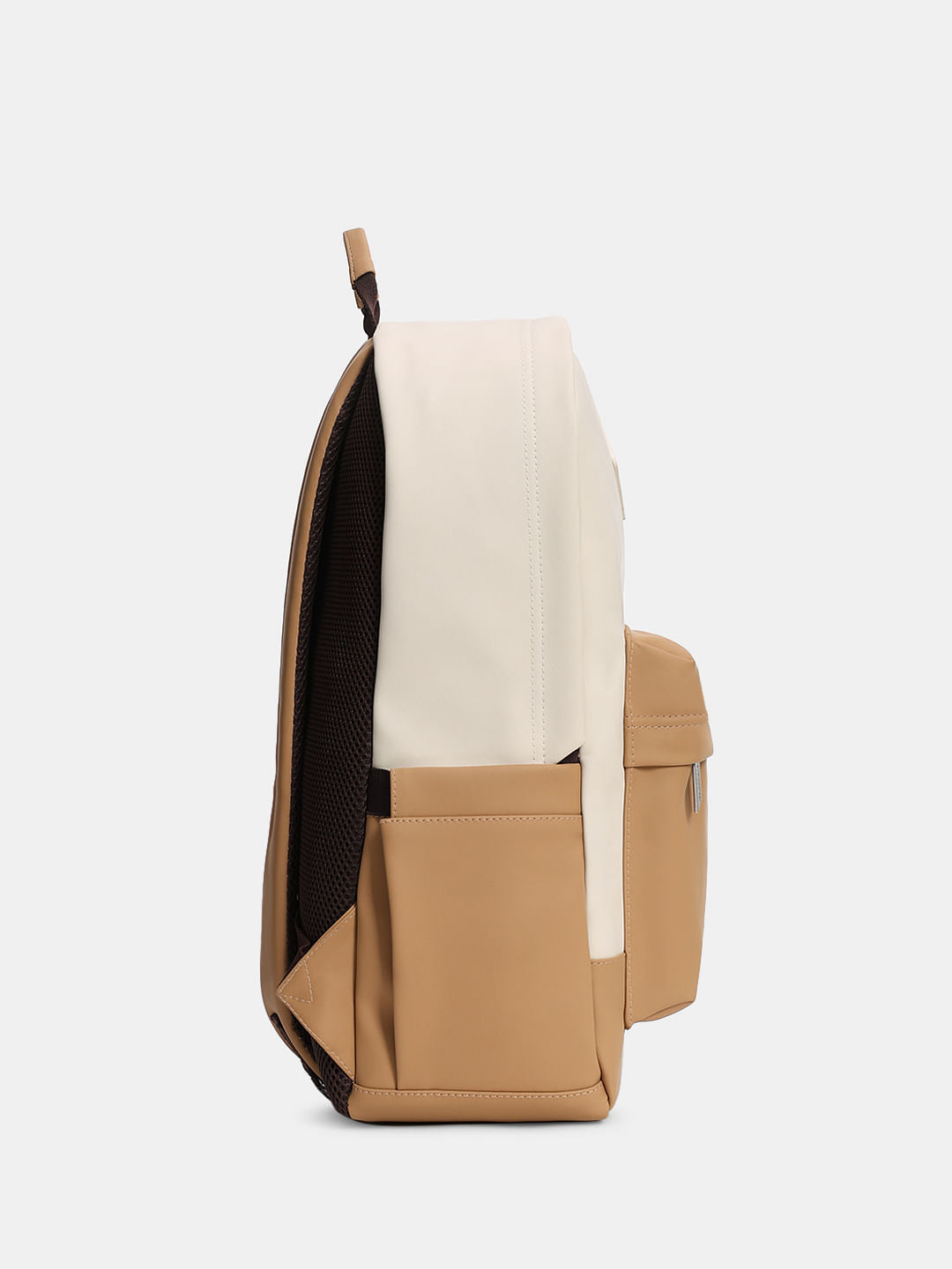 Beige Colourblocked Backpack